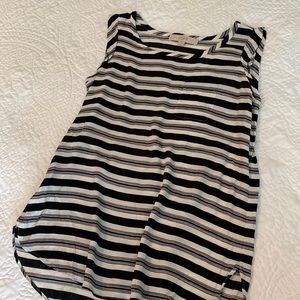 Black and White Striped LOFT Blouse Size XS